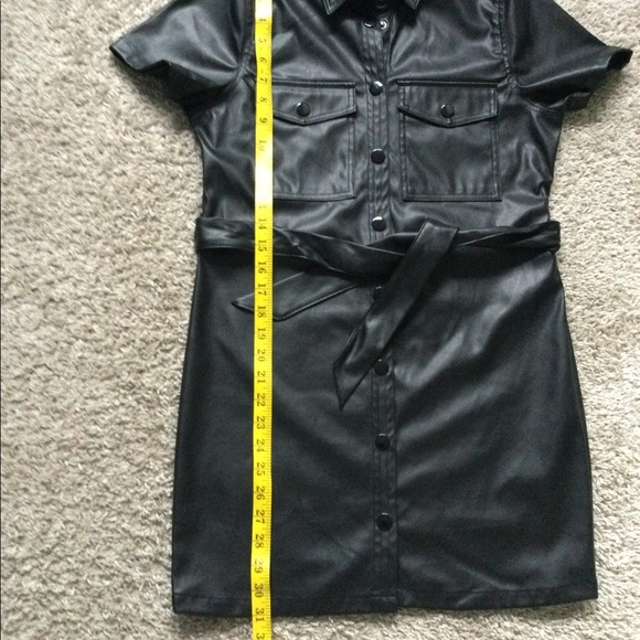 Faux Leather Button Down Dress - Picture 9 of 16